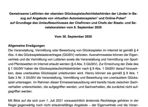Deutschland - neue Regelungen für online Casinos ab 15 Oktober 2020