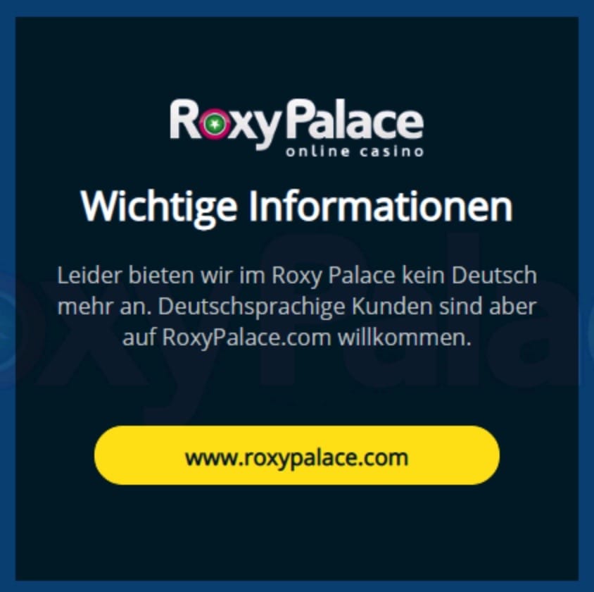 Kein Deutsch in Roxy Palace