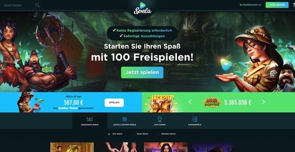 Spela – virtuelle Spielhalle ohne Registrierung